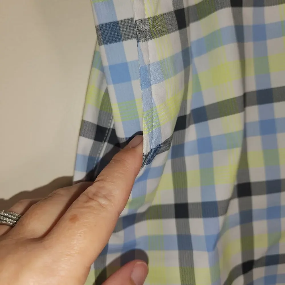 NIKE GOLF Dri Fit Shorts Mens 36 Blue Yellow‎ Plaid Outdoor Summer Sport Pastel